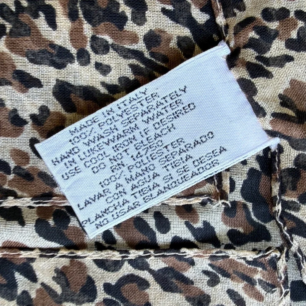 Jaclyn Smith Leopard Zebra Print Square Scarf Brown Black Made in Italy